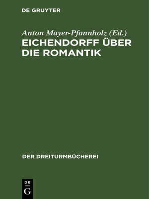cover image of Eichendorff über die Romantik